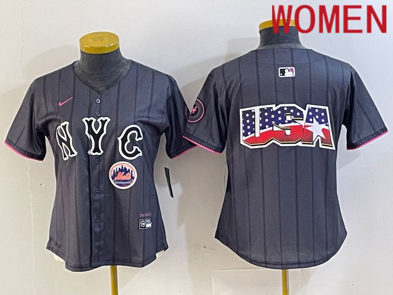 Women New York Mets Blank Black City Edition 2024 Nike MLB Jersey style 4